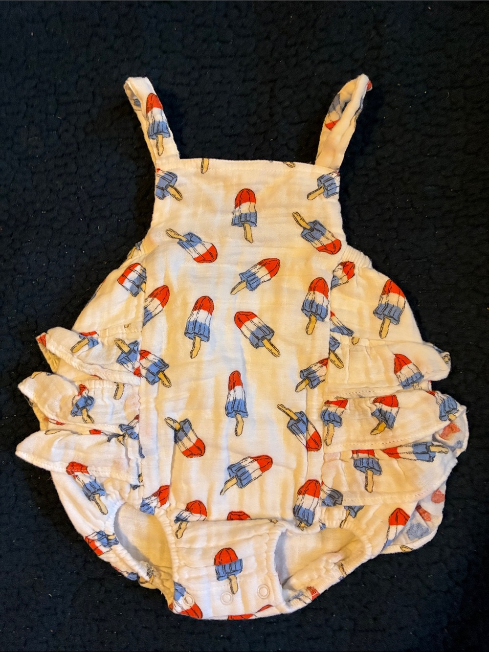 Angel Dear White Popsicle Print Infant Romper in Red and Blue